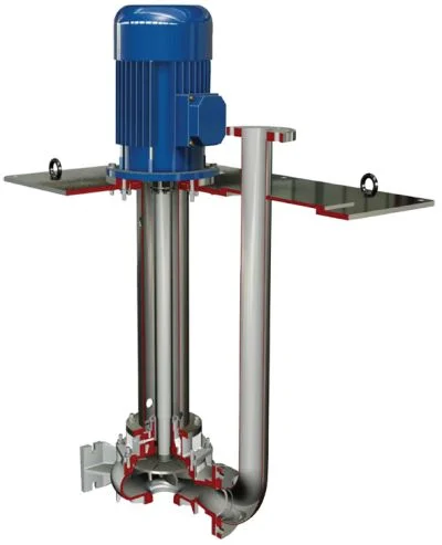pompdirect - Verticale meertraps pompen cantilever doorsnede